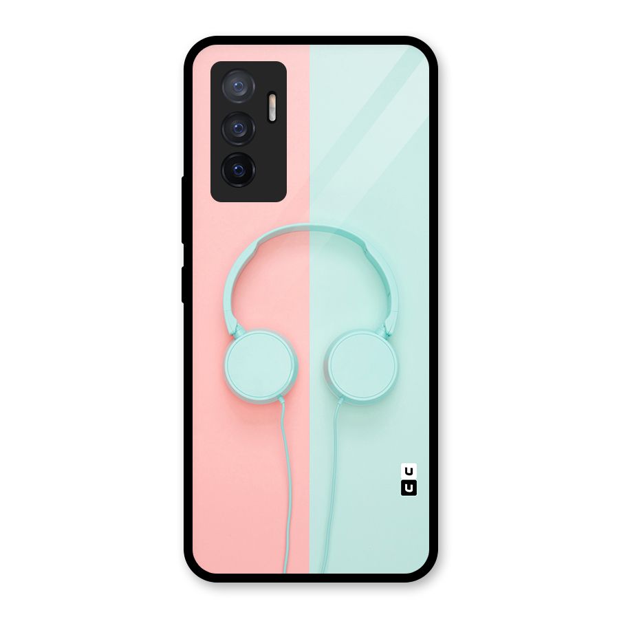 Pastel Headphones Glass Back Case for Vivo V23e