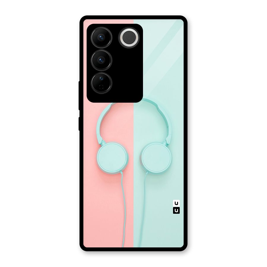 Pastel Headphones Glass Back Case for Vivo V27