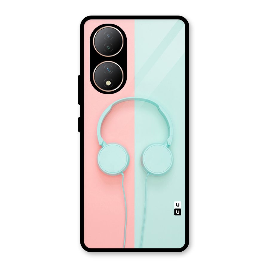 Pastel Headphones Glass Back Case for Vivo Y100A