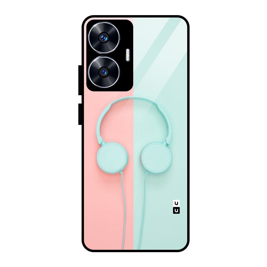 Pastel Headphones Glass Back Case for realme C55
