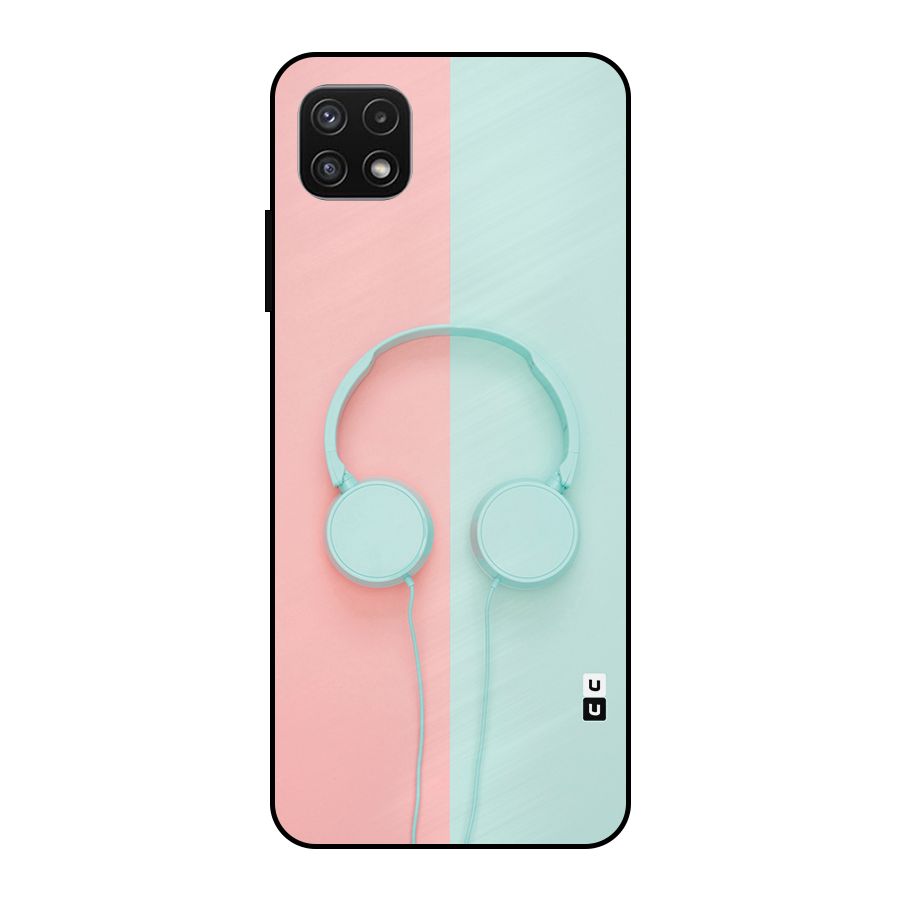 Pastel Headphones Metal Back Case for Galaxy A22 5G