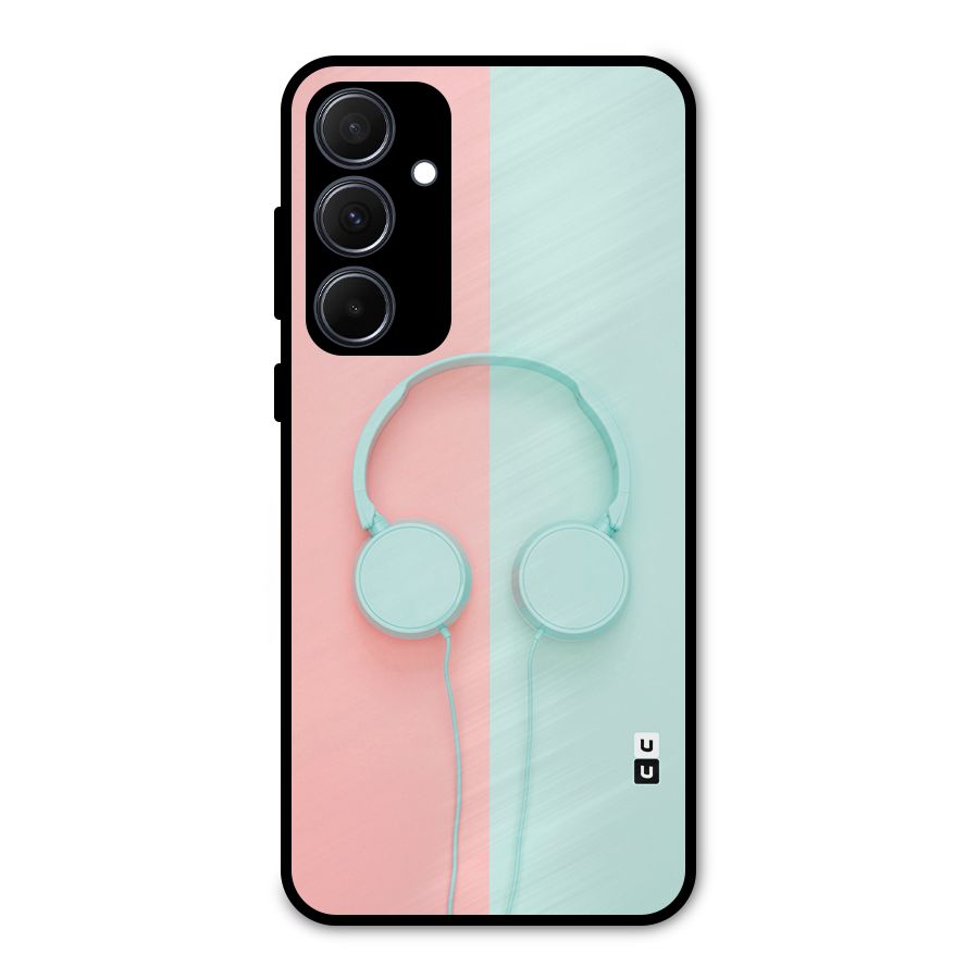 Pastel Headphones Metal Back Case for Galaxy A35