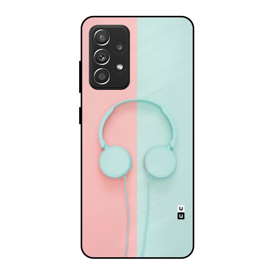Pastel Headphones Metal Back Case for Galaxy A52
