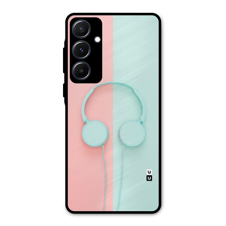 Pastel Headphones Metal Back Case for Galaxy A55