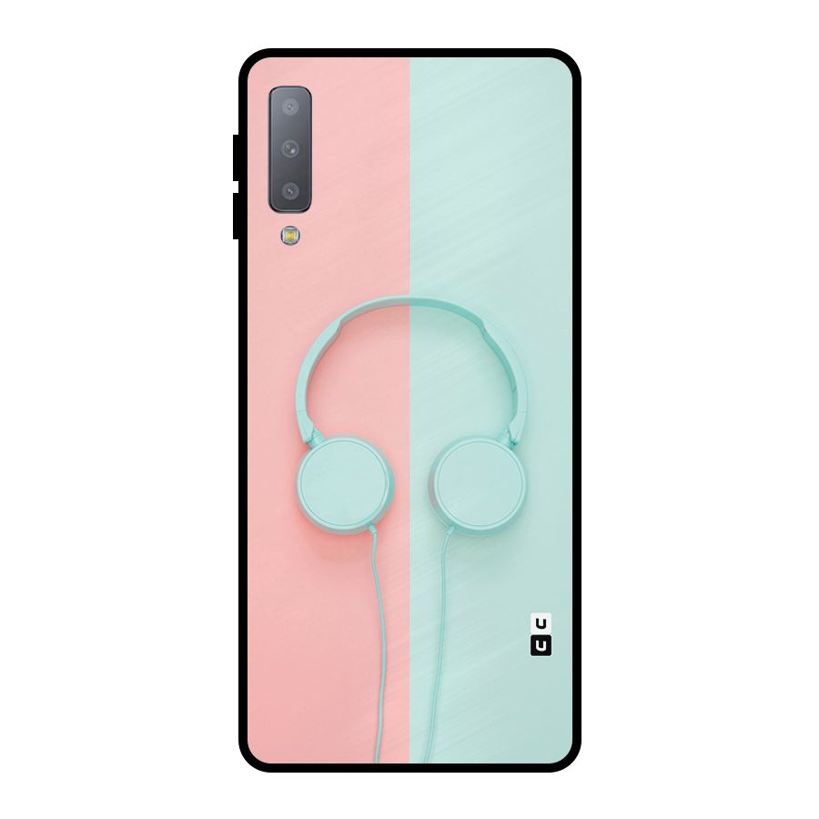 Pastel Headphones Metal Back Case for Galaxy A7 (2018)