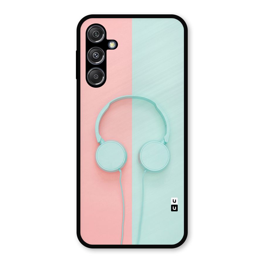 Pastel Headphones Metal Back Case for Galaxy M34 5G