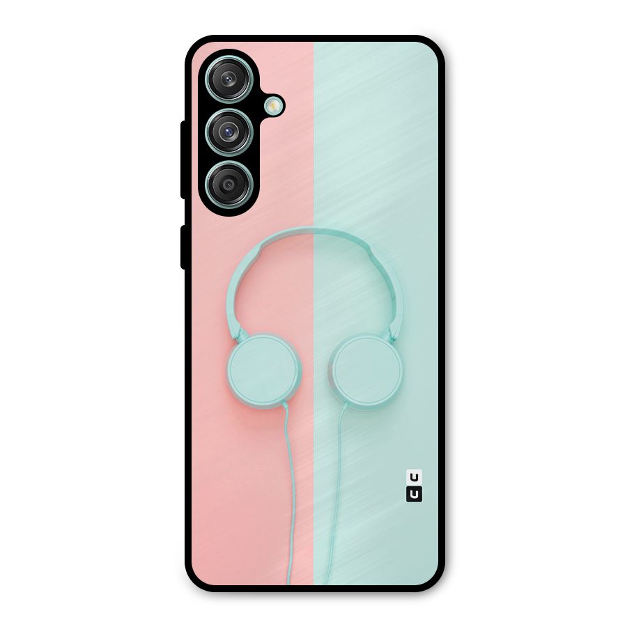 Pastel Headphones Metal Back Case for Galaxy M55 5G