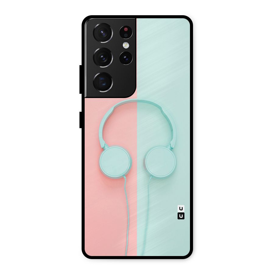 Pastel Headphones Metal Back Case for Galaxy S21 Ultra 5G