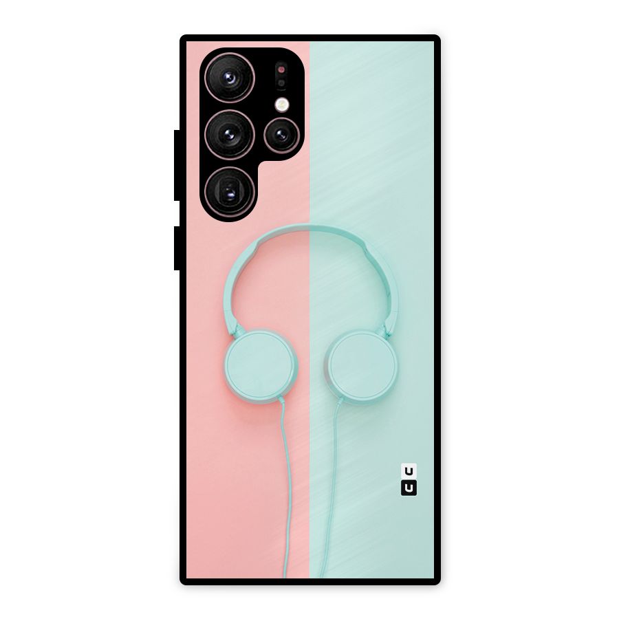 Pastel Headphones Metal Back Case for Galaxy S22 Ultra 5G