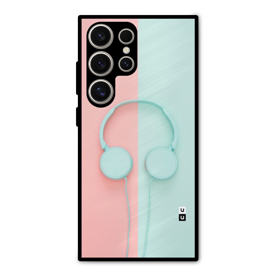 Pastel Headphones Metal Back Case for Galaxy S24 Ultra