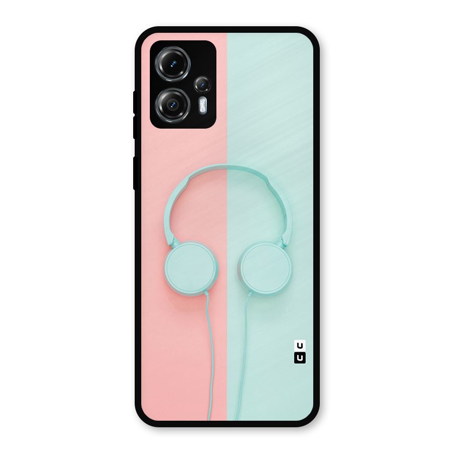 Pastel Headphones Metal Back Case for Moto G13