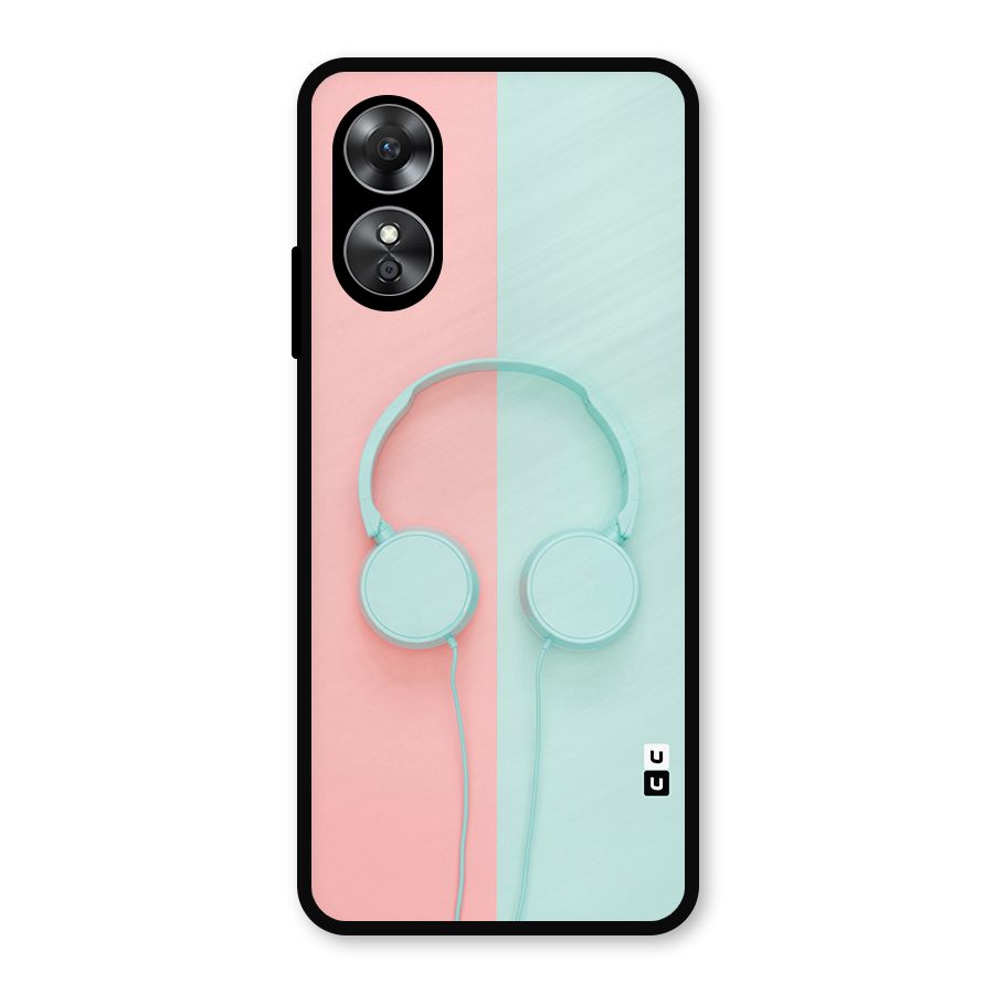 Pastel Headphones Metal Back Case for Oppo A17