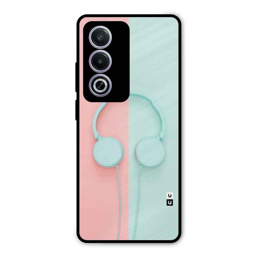Pastel Headphones Metal Back Case for Oppo A3 Pro