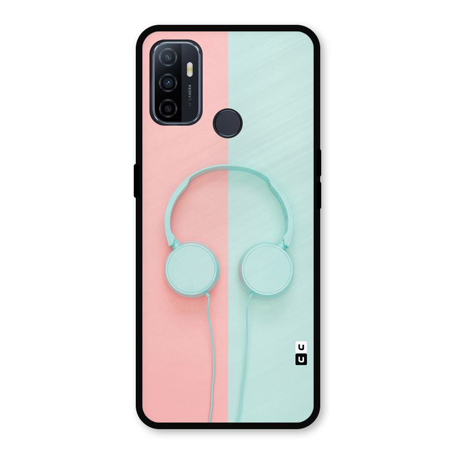 Pastel Headphones Metal Back Case for Oppo A53