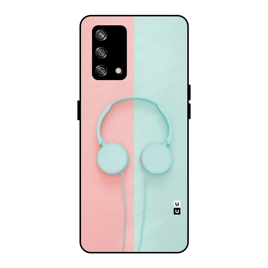 Pastel Headphones Metal Back Case for Oppo F19