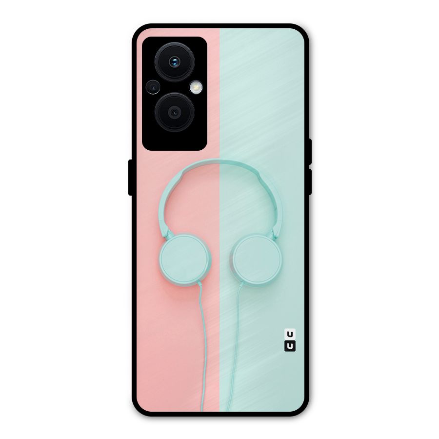 Pastel Headphones Metal Back Case for Oppo F21s Pro 5G