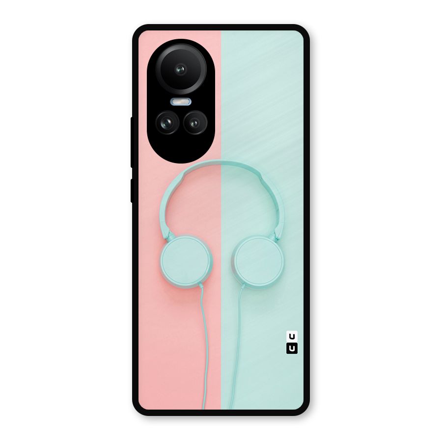 Pastel Headphones Metal Back Case for Oppo Reno10