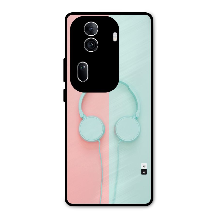 Pastel Headphones Metal Back Case for Oppo Reno11 Pro 5G