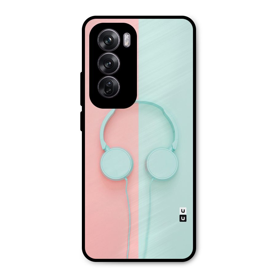 Pastel Headphones Metal Back Case for Oppo Reno12 Pro