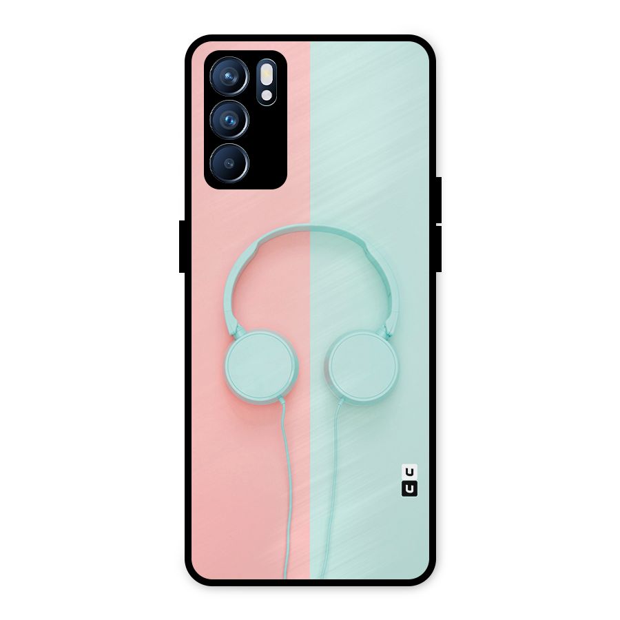 Pastel Headphones Metal Back Case for Oppo Reno6 5G