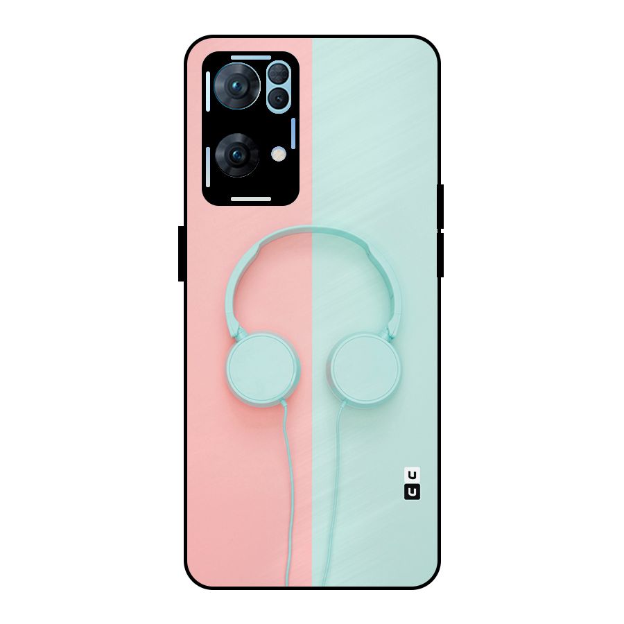 Pastel Headphones Metal Back Case for Oppo Reno7 Pro 5G
