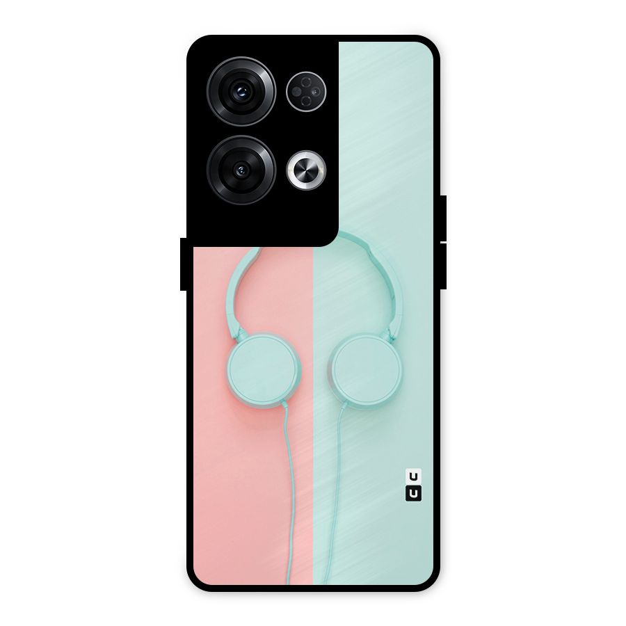 Pastel Headphones Metal Back Case for Oppo Reno8 Pro 5G