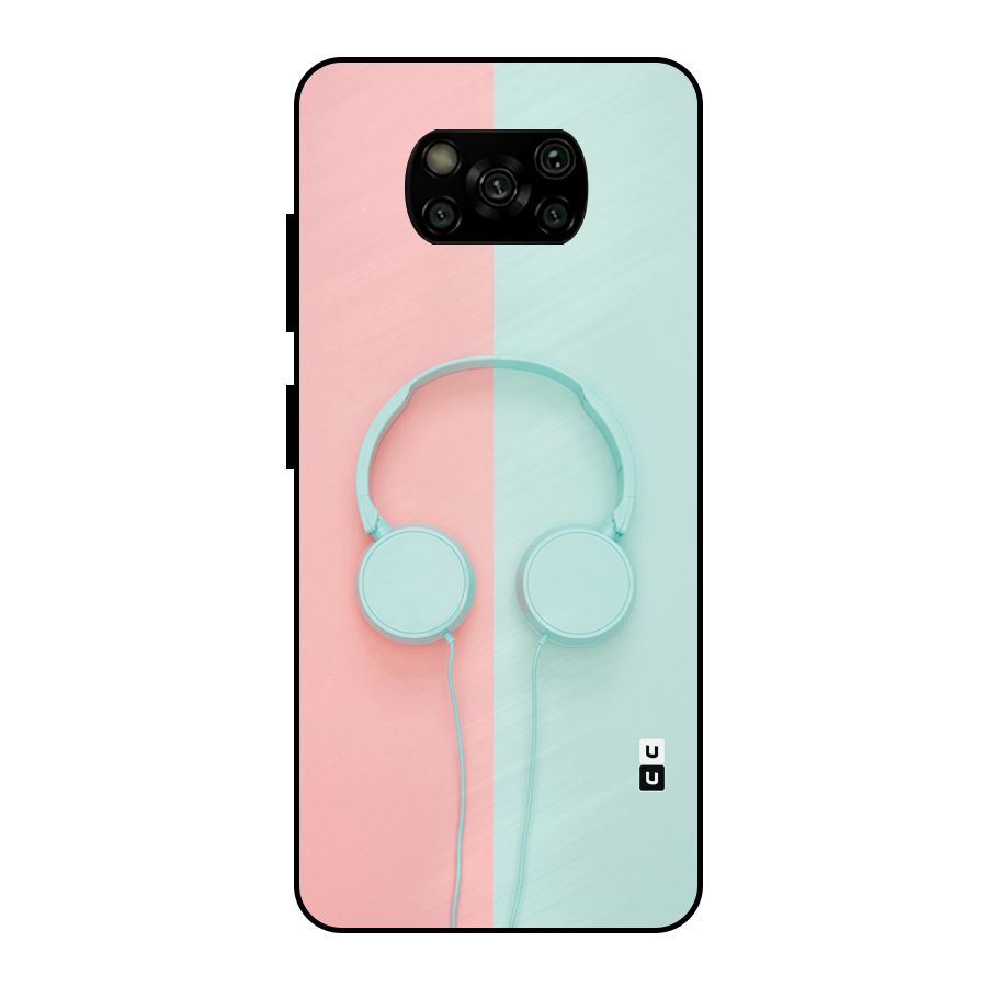 Pastel Headphones Metal Back Case for Poco X3
