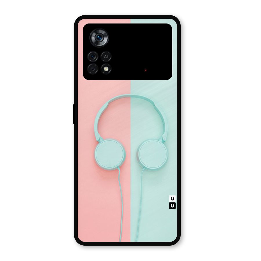 Pastel Headphones Metal Back Case for Poco X4 Pro 5G