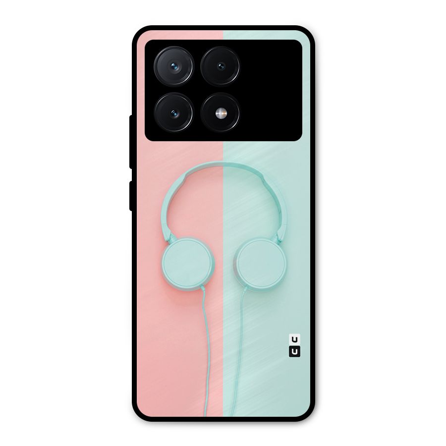 Pastel Headphones Metal Back Case for Poco X6 Pro