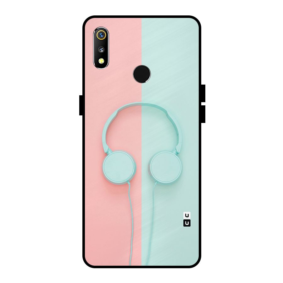 Pastel Headphones Metal Back Case for Realme 3i