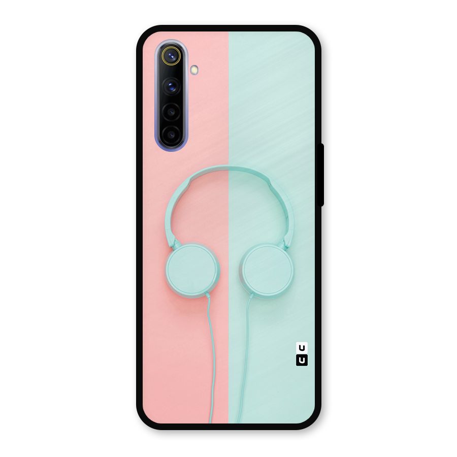 Pastel Headphones Metal Back Case for Realme 6i