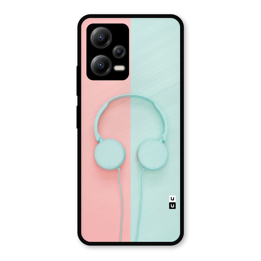 Pastel Headphones Metal Back Case for Redmi Note 12 5G