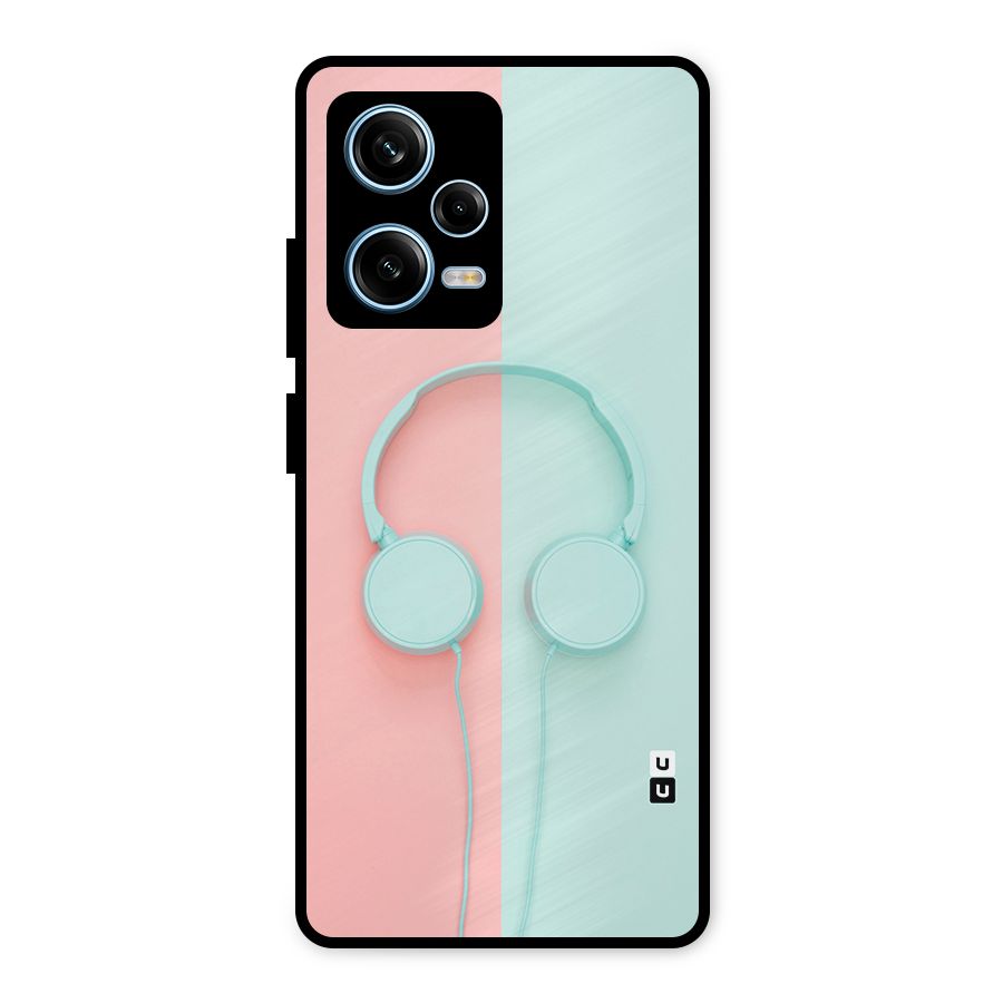 Pastel Headphones Metal Back Case for Redmi Note 12 Pro