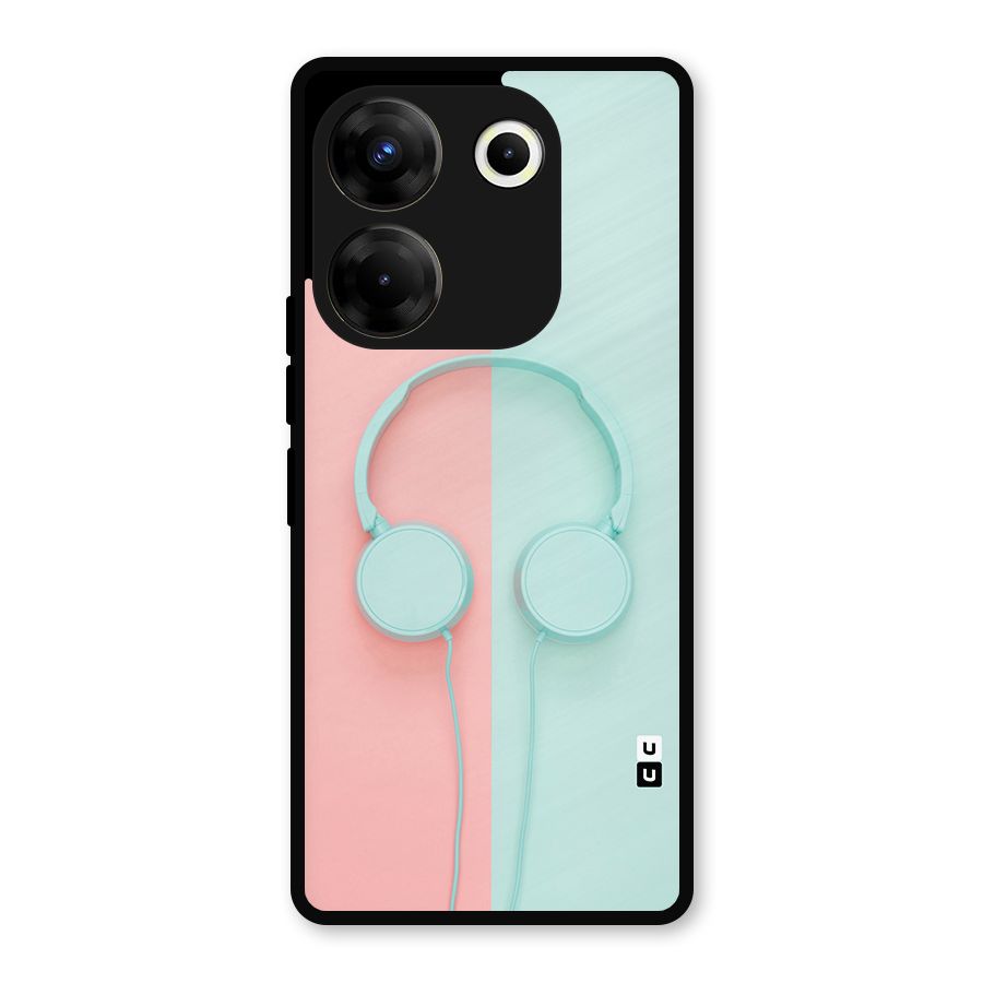 Pastel Headphones Metal Back Case for Tecno Camon 20