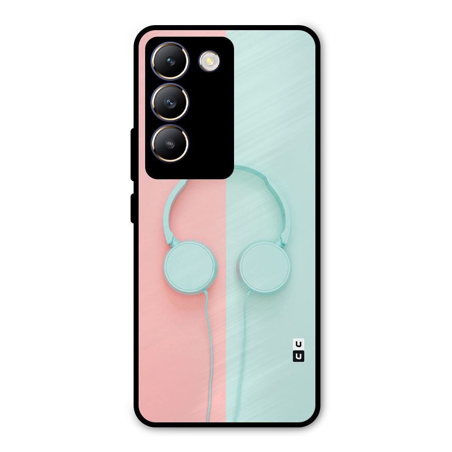 Pastel Headphones Metal Back Case for Vivo T3 5G