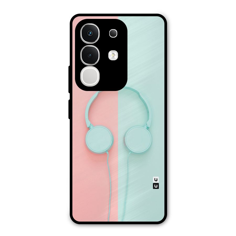 Pastel Headphones Metal Back Case for Vivo T4x