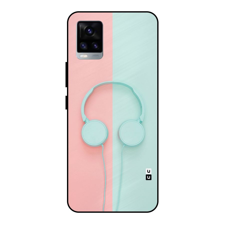 Pastel Headphones Metal Back Case for Vivo V20 2021