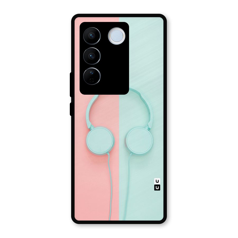 Pastel Headphones Metal Back Case for Vivo V27