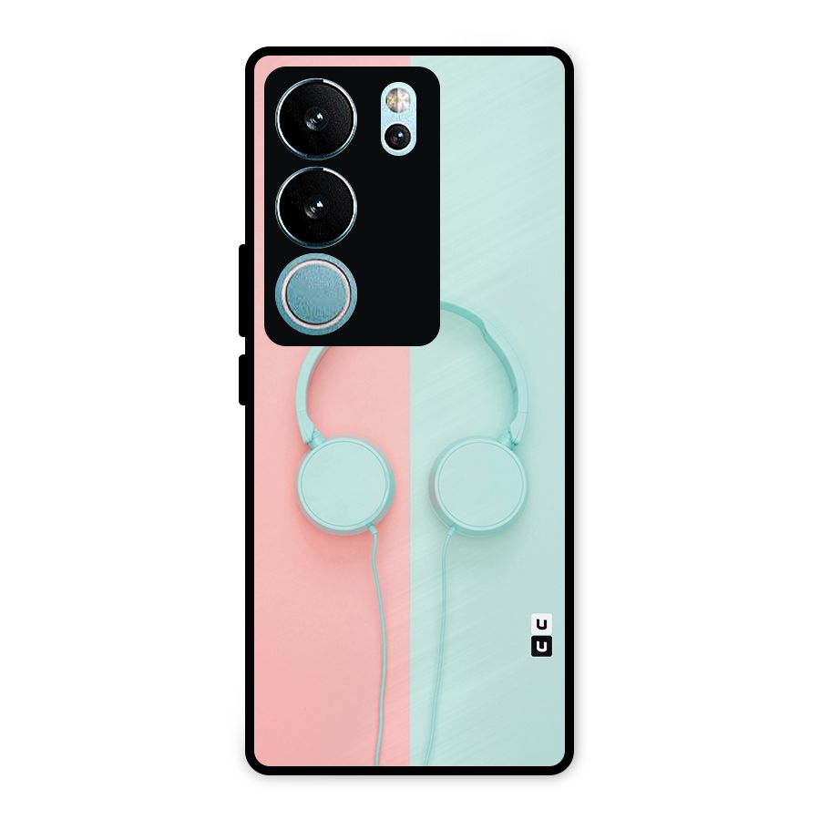 Pastel Headphones Metal Back Case for Vivo V29