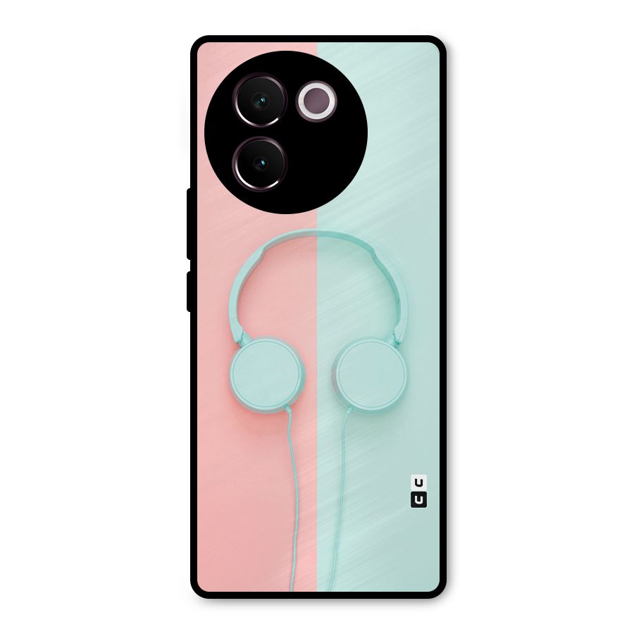 Pastel Headphones Metal Back Case for Vivo V30e