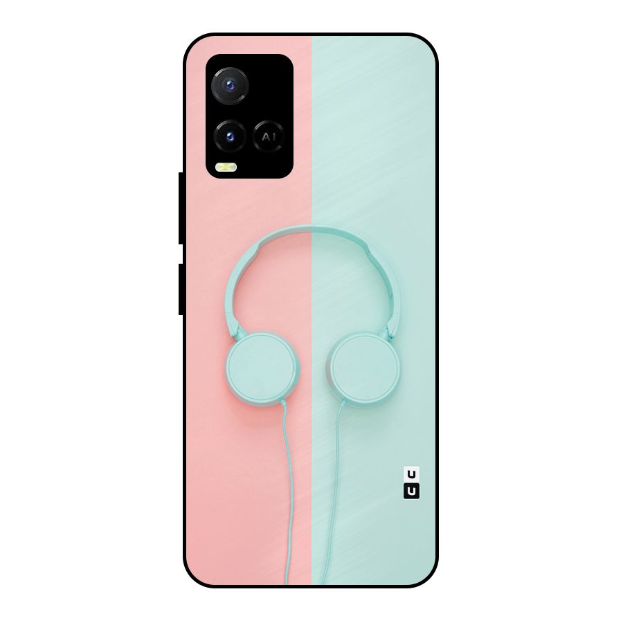 Pastel Headphones Metal Back Case for Vivo Y21
