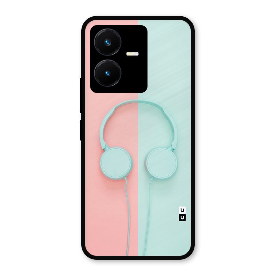 Pastel Headphones Metal Back Case for Vivo Y22