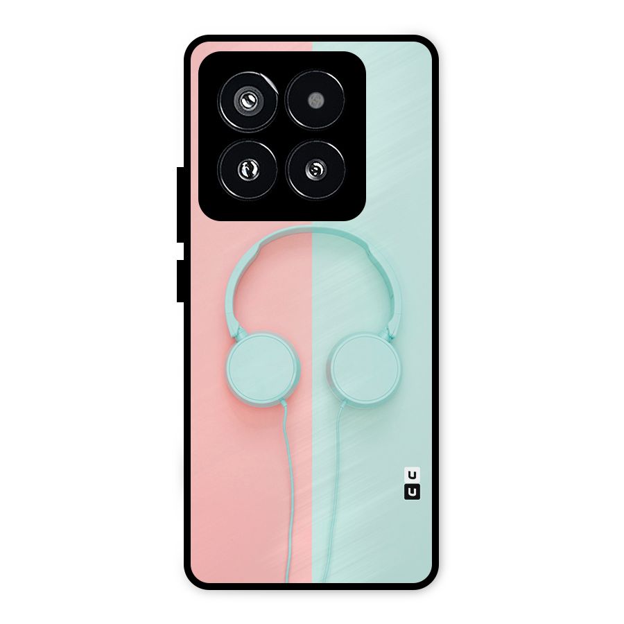 Pastel Headphones Metal Back Case for Xiaomi 14 Pro