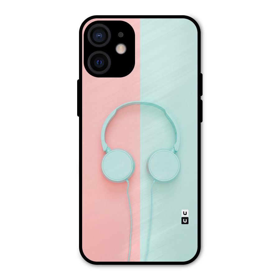 Pastel Headphones Metal Back Case for iPhone 12 Mini
