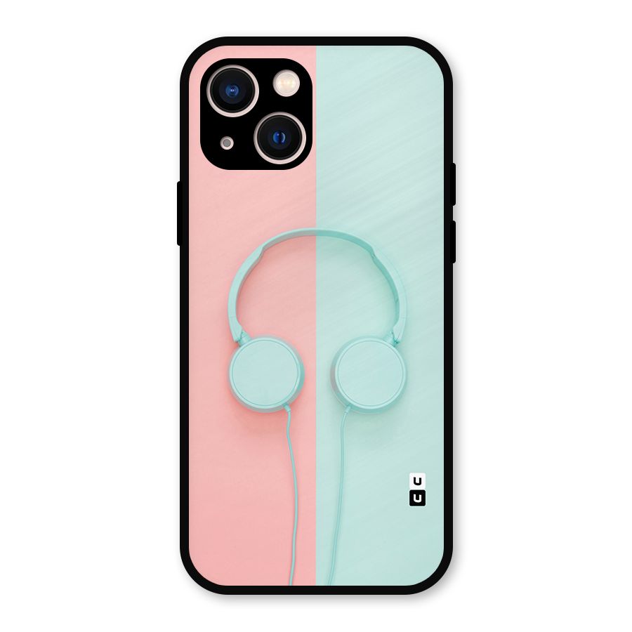 Pastel Headphones Metal Back Case for iPhone 13
