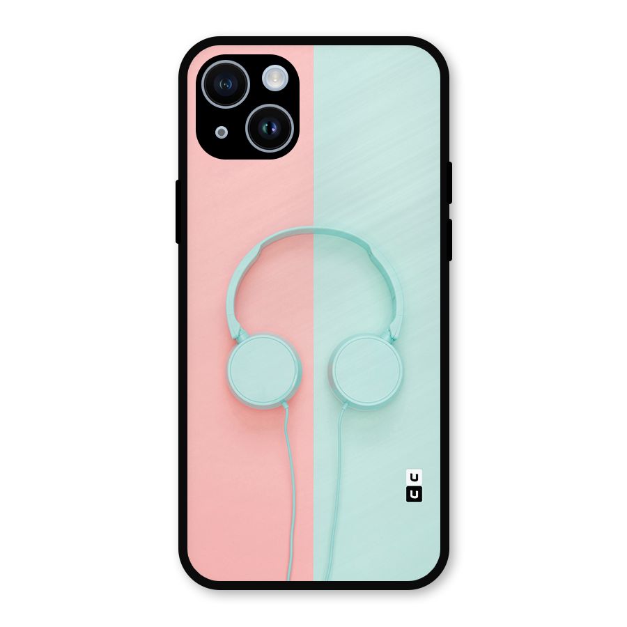 Pastel Headphones Metal Back Case for iPhone 14