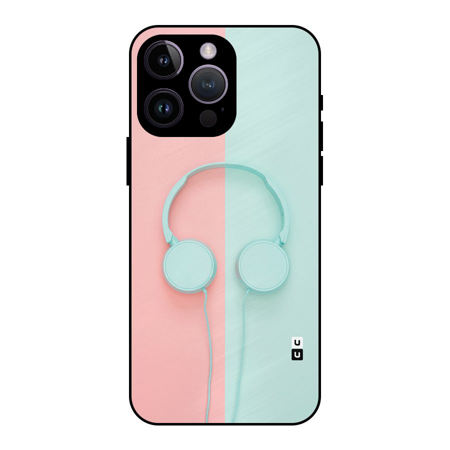 Pastel Headphones Metal Back Case for iPhone 14 Pro Max