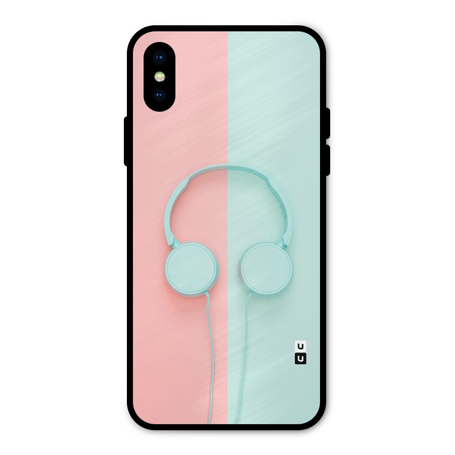 Pastel Headphones Metal Back Case for iPhone X