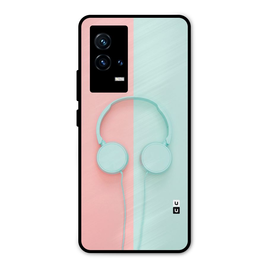 Pastel Headphones Metal Back Case for iQOO 9 5G