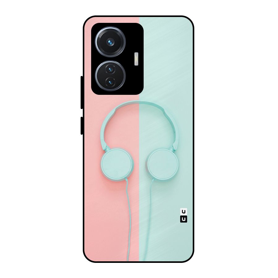 Pastel Headphones Metal Back Case for iQOO Z6 44W